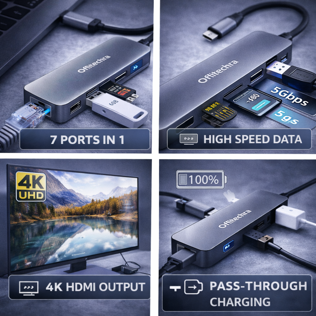 Offitechra HubLite USB-C 7-in-1 Adapter