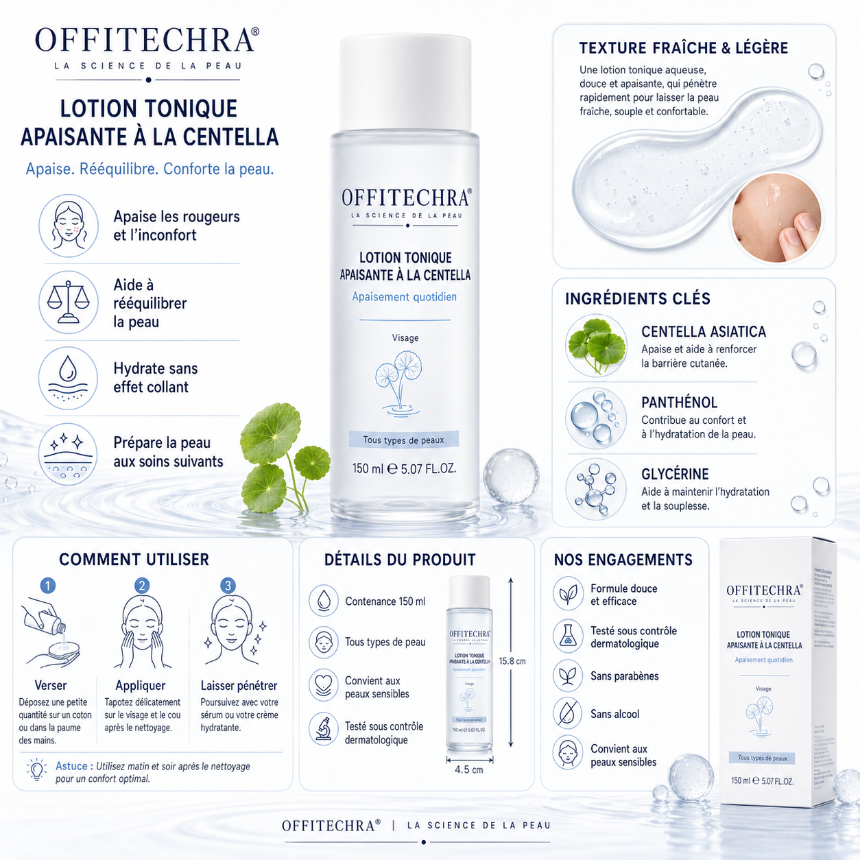 OFFITECHRA® Lotion Tonique Apaisante à la Centella