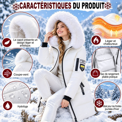 🔥 DERNIER JOUR – 49 % DE RÉDUCTION 🔥 ❄️ Doudoune chaude pour femme avec capuche et col en fausse fourrure amovible