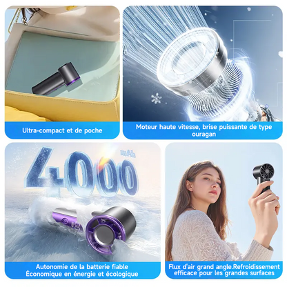 ❄️ BVJ mini ventilateur portable avec écran LED | Flux d’air puissant • Rechargeable par USB • Compact et élégant | Idéal pour les voyages, le bureau et la maison