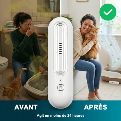 🔥 Dernier Jour : -50% | Purificateur Anti-Odeurs pour Chat et Chien | Neutralise les Odeurs de Litière, Urine et Animaux