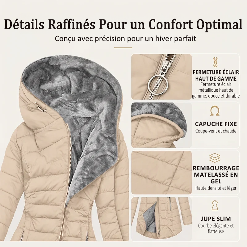 👑 Plus de 80 000 clientes ont déjà craqué ! Manteau d'hiver isolé à capuche pour femme