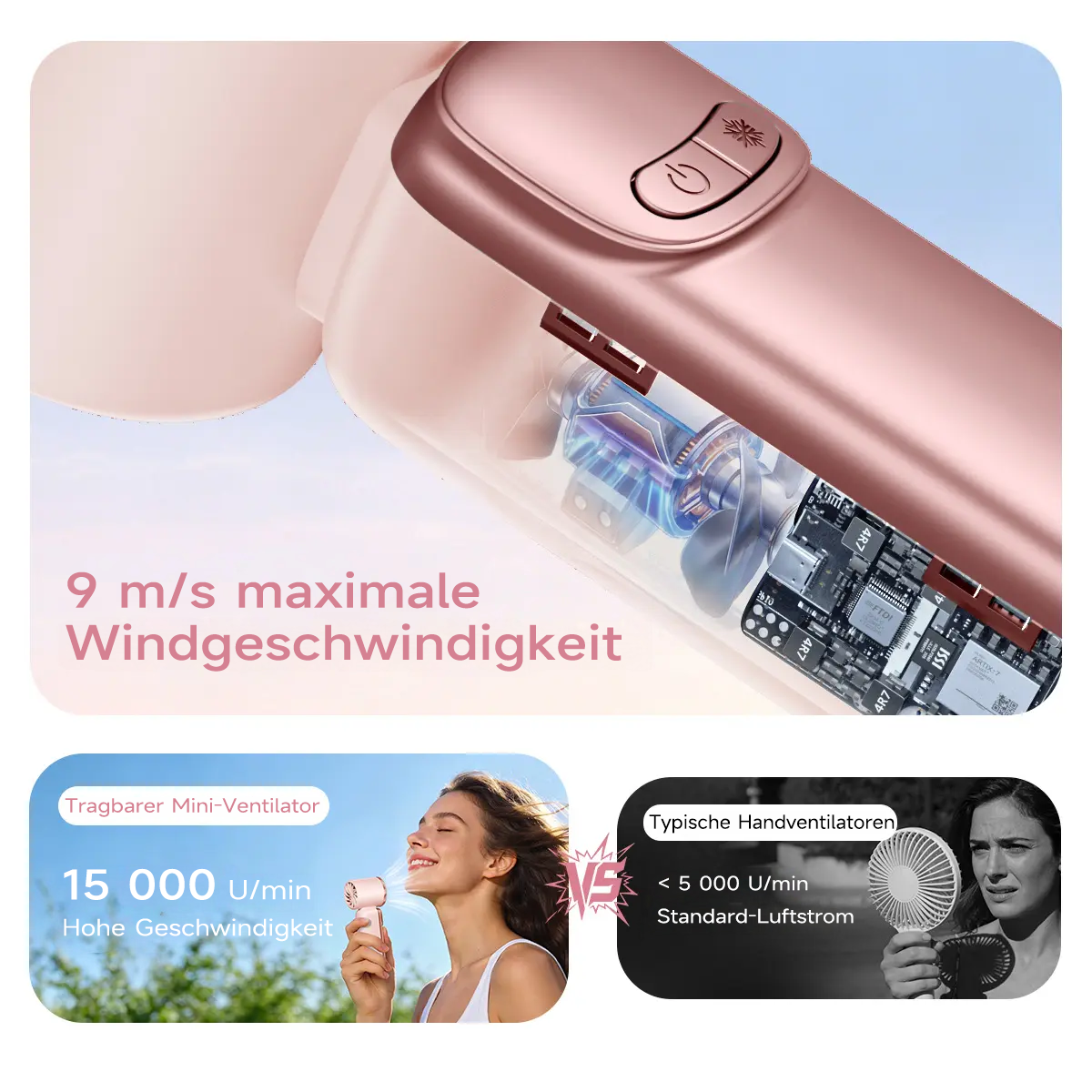 ❄️ BVJ mini ventilateur portable avec fonction fraîcheur | 199 niveaux de ventilation • Surface fraîche au contact • Écran LED • Format de poche | Idéal pour l’été, les voyages et l’extérieur