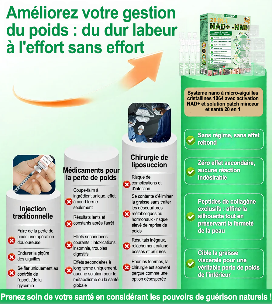 🔥 Nouveauté | Purelora® Système Nano à Microaiguilles Cristallines avec Activation NAD⁺ & Solution Minceur et Bien-être 20-en-1