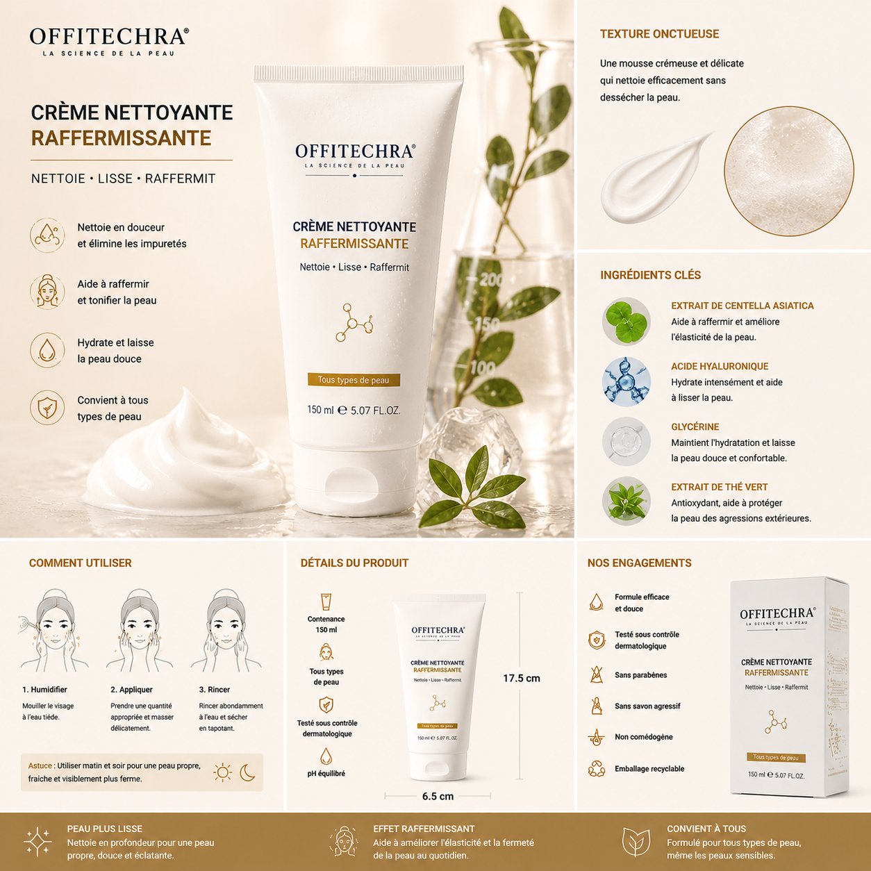 OFFITECHRA® Crème Nettoyante Raffermissante