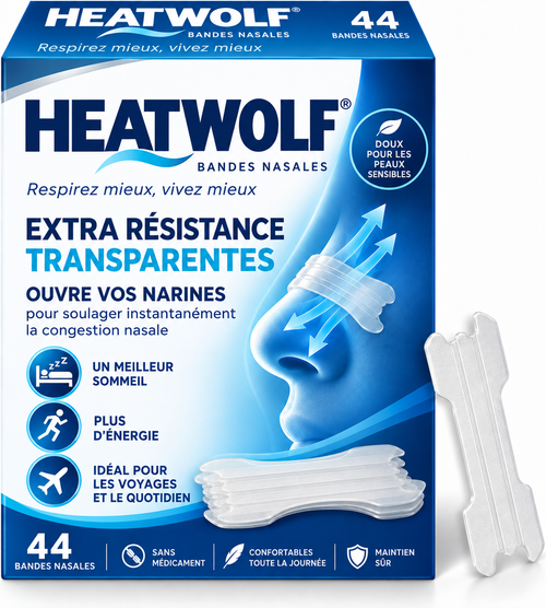 HEATWOLF Bandes nasales – Soulagent la congestion nasale – Extra-fortes et transparentes
