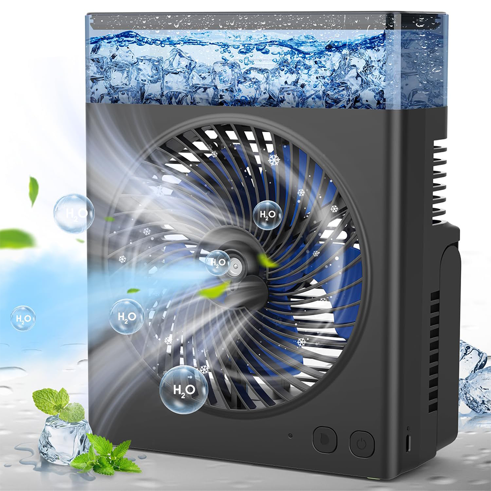 ❄️ Ventilateur Brumisateur Portable BVJ | Jusqu’à 30 h d’autonomie • Réservoir d’eau 600 ml • Recharge USB • Fonctionnement silencieux | Idéal pour la maison, le bureau, le camping et les voyages