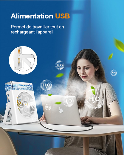 ❄️ Ventilateur Brumisateur Portable BVJ | Jusqu’à 30 h d’autonomie • Réservoir d’eau 600 ml • Recharge USB • Fonctionnement silencieux | Idéal pour la maison, le bureau, le camping et les voyages