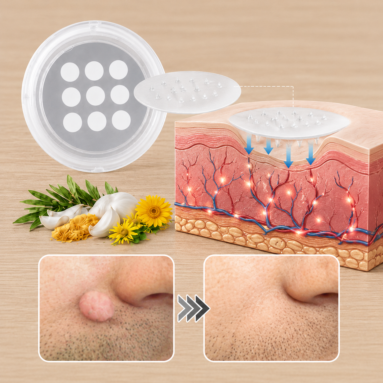 🏥Patch 2-en-1 Curalona® : Microneedle & Hydrocolloïde🍀 | Élimine les grains de beauté en relief, les verrues planes et les acrochordons | Aide à atténuer les rides, les cicatrices et les imperfections | Patch invisible adapté au visage et au corps