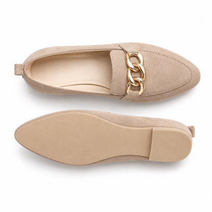 🔥 DERNIER JOUR : -80 % 🔥 Mocassins femme à chaîne dorée avec soutien de la voûte plantaire – Confort au quotidien