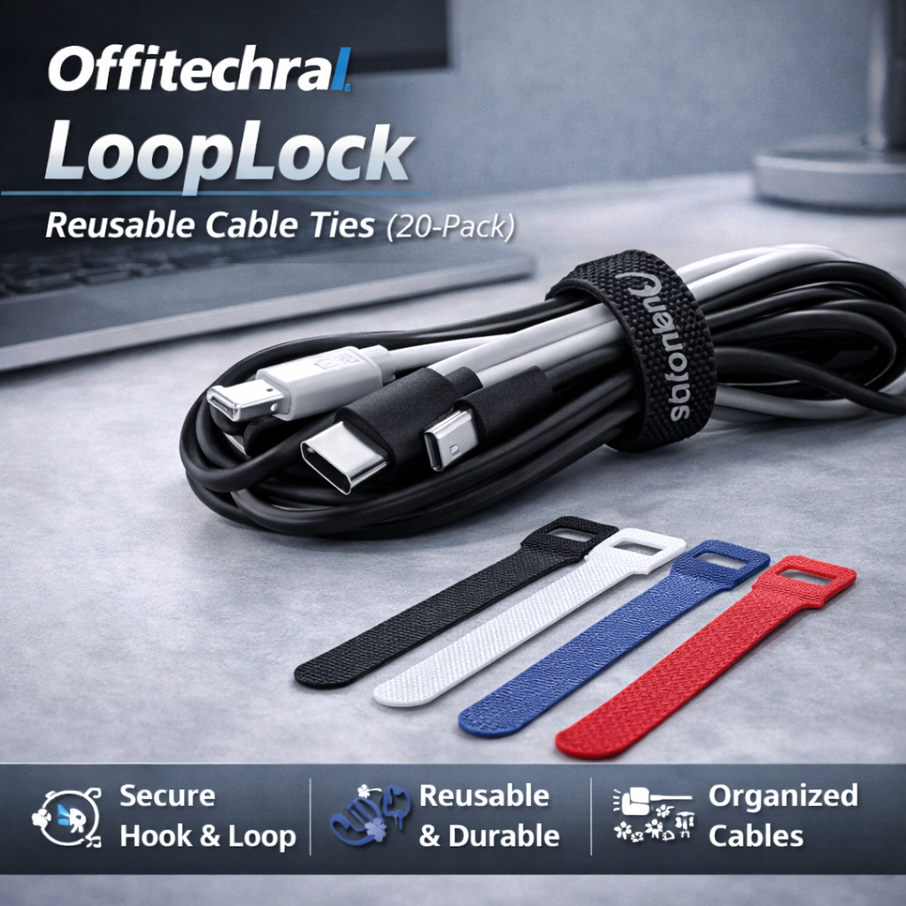 Offitechra LoopLock Reusable Cable Ties (20-Pack)