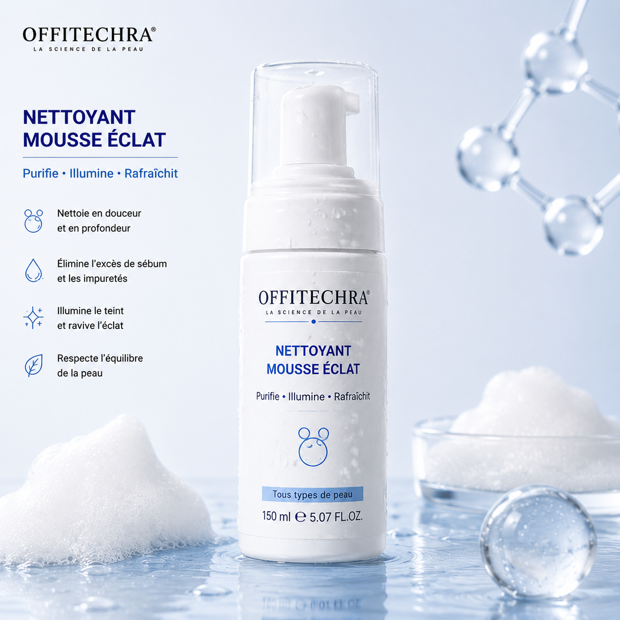 OFFITECHRA® Nettoyant Mousse Éclat