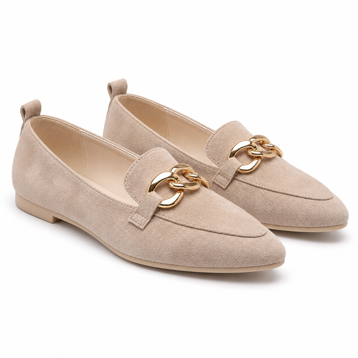 🔥 DERNIER JOUR : -80 % 🔥 Mocassins femme à chaîne dorée avec soutien de la voûte plantaire – Confort au quotidien